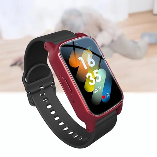 Générique Montre Connectée avec Détecteur de Chute, Bracelet Connecté Montre Intelligente pour Personnes Âgées GPS Positionnement Tracker SOS Dispositifs D'alerte de Chute Anti-Perdu (Rouge)
