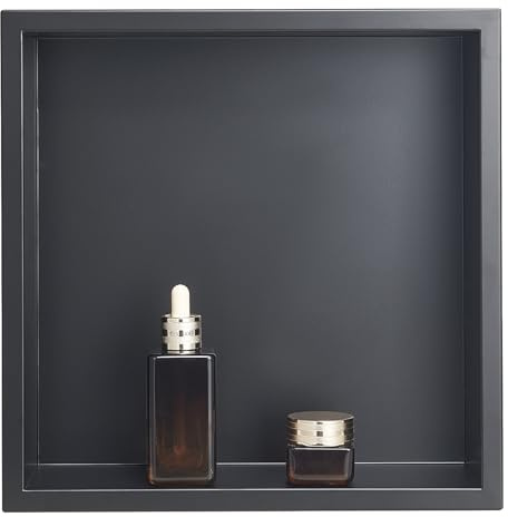 VEVOR Nicchia per Doccia, 33,0 x 33,0 x 10,2 cm, Nicchia Durevole in Acciaio Inossidabile da Incasso a Parete, Robusto Porta Sapone e Shampoo, Sigillato Impermeabile, Singolo Strato, Nero