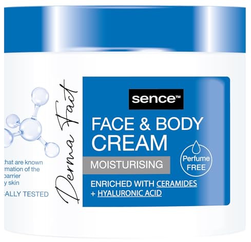 Crema viso e corpo senza profumo, crema idratante ialuronico, Sence Derma Fact, cura del corpo per uomo e donna, Vegan Fragrance Free Skincare Beauty Body Creme (1 x 300 ml)