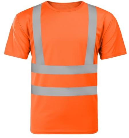 AUYAO T-Shirt de Protection de Sécurité Homme, T-Shirt Réfléchissant Haute Visibilité À Manches Courtes, Vêtements de Sécurité Haut Tee Shirt Fluo Avertissement Workwear Gilet