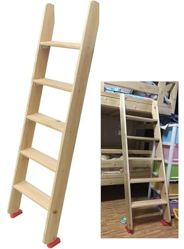 LSSHQ Wood Bunk Bed Ladder 39/ 49/ 59 69/ 79/ 89 Lofted/Dorm/RV Bed Bunkbed Ladders, Loft Ladder Wood Bunk Non-Slip Rubber Feet 150KG Capacity(175cm/69in)