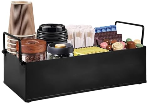 Lpoppcx Organizador De Estación De Café | Soporte para Tazas de Escritorio - Estante De Almacenamiento Para Tazas De Escritorio Con Asa Para Hogar Oficina Comedor Dormitorio Sala De Estar Hotel