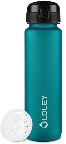 OLDLEY 1 Liter Wasserflaschen mit Sieb, BPA-freie, auslaufsichere Trinkflasche, leichte, wiederverwendbare 1000ml Tritan Sportflasche für Radfahren, Fitness, Universität, Sport, Outdoor, Büro, Camping