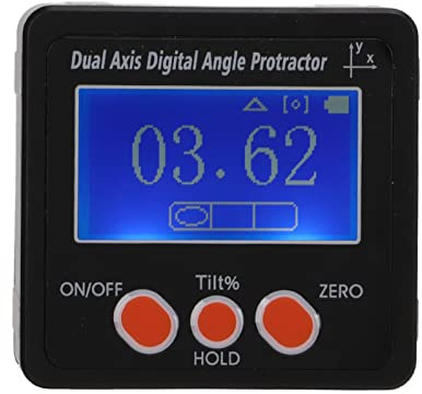 Gearwell Medidor de ángulo digital, transportador digital de doble eje, buscador de ángulo de base magnética, para carpintería, construcción y mampostería