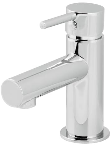 GoodHome Lazu — Robinet lave-mains eau froide chromé, montage sur plan.