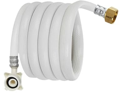 Guangcailun Tuyau d'arrivée d'eau pour lave-linge avec raccord, tuyau d'alimentation pour robinetterie de cuisine, normes inégalées, Blanc, 0.8 m