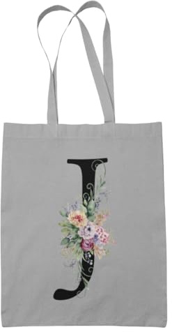 PartyMagix Baumwollbeutel personalisiert mit Wunschbuchstabe & Blumenmotiv – Stoffbeutel aus Baumwolle mit Initiale – Geschenkbeutel für Alltag, Einkauf, Schule & Freizeit – Jutebeutel individuell