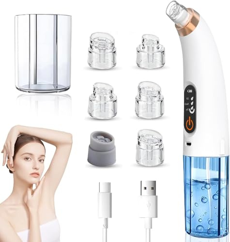 Succionador de Puntos Negros, Limpiador de Poros Facial Eléctrico Con 6 Cabezales y 3 Modos, Extractor de Puntos Negros Facial para Eliminars Puntos Negros, Comedones y El Acné Graso
