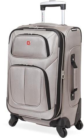 SwissGear Sion Softside Expandable Roller Luggage, Pewter, Carry-On 21-Inch, Sion Softside Expandable Roller Luggage