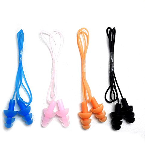 Ear Plugs for Divers Zooshine 4 Pairs Waterproof Silicone Swimming Earplugs Corded,Swimming Ear Protection Sets(Earplugs Only)
