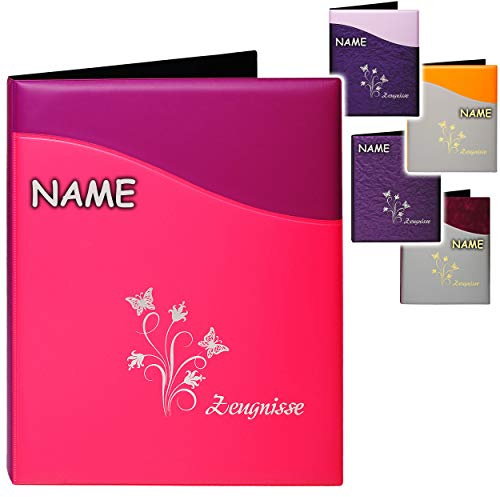 alles-meine.de GmbH Zeugnisringbuch/Ringbuch - Zeugnisse Blumen & Schmetterlinge - Modell-Mix - incl. Name + 10 Einsteckseiten - A4 - dokumentenecht - Einlagen - A 4 ..