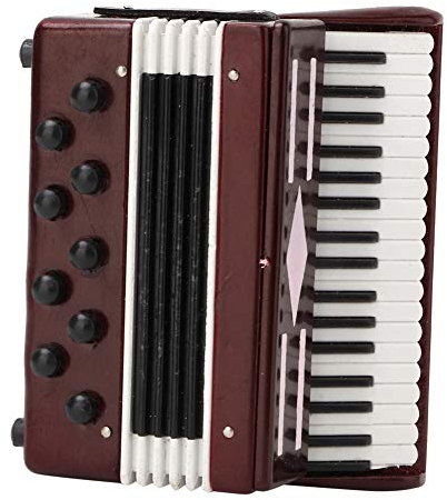 FTVOGUE Miniatur Akkordeon Modell, Rotes Holz Musikinstrument mit Dekorativer Box, 6 cm, Kinder Spielzeug