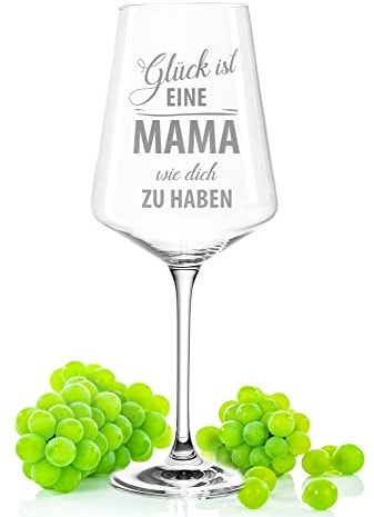 GRAVURZEILE Leonardo Puccini Weinglas mit Gravur - für Mama - Personalisierte Geschenke mit Name - Glück ist eine Mama wie Dich zu haben - Geburtstagsgeschenke für Mütter Farbe Nicht personalisiert
