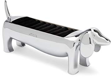 Umbra Dachsie Ringhalter, Moderner Ringhalter in Form eines Dackels für 9 Ringe, Chrom