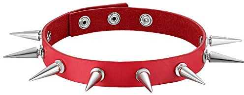 OIDEA Damen Lederhalsband Choker, Sexy Polka Dots Spitze Lederkette Halskette Halsband mit Kreis Anhänger Einstellbar Verstellbaren, Schwarz