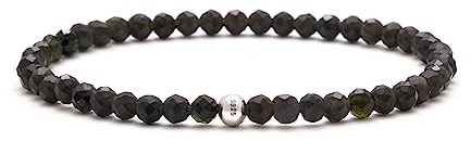 BERGERLIN Naturstein Perlenarmband Damen Herren, facettiert 4mm, Silber | Feines Naturstein Armband Damen 4mm facettiert: 925 Silber, echte Heilsteine – vom deutschen Prüflabor bestätigt.