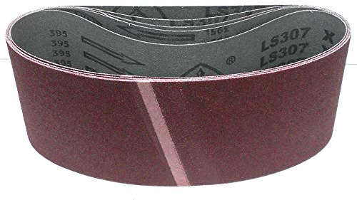 Nastro abrasivo Klingspor LS307X – 120 x 820 mm – Granulometria P80 – 5 pezzi – per legno e metallo – supporto in tessuto semi-flessibile resistente allo strappo – Nastri abrasivi professionali