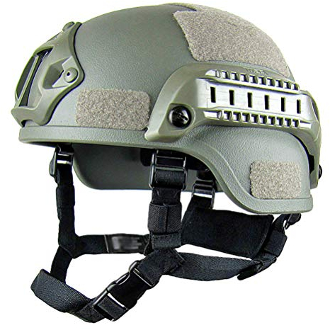 Jitong Taktischer Helm Militär-Stil Schutzhelm für Airsoft Paintball Outdoor-Sportarten Mountainbike Radfahren CQB Shooting - Armeegrün
