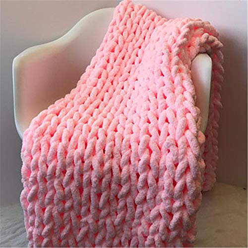 Nicole Knupfer Gestrickte Decke Grob Kuscheldecke Super Weiche Grobstrick Strickdecke Überwurf Decke Zuhause Dekor Geschenk fürs Sofa Tagesdecke (Rosa,120 * 150cm)
