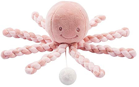 Nattou 877596 Spieluhr Oktopus, Wiegelied «La-Le-Lu», Für Neugeborene und Frühchen, 23 cm, Lapidou, Altrosa/Hellrosa