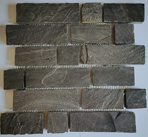 Mosaik Fliese Schiefer Naturstein anthrazit Black für BODEN WAND BAD WC DUSCHE KÜCHE FLIESENSPIEGEL THEKENVERKLEIDUNG BADEWANNENVERKLEIDUNG Mosaikmatte Mosaikplatte