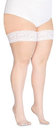 Annes styling Calze Rete Halterlose Netzstrümpfe aus Silikon mit Spitzenabschluss und hohen Rauten Nylonnetz