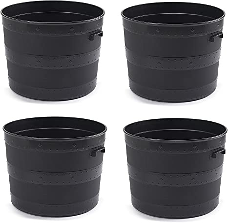 4x 20L/35cm Blacksmith Plastic Planter Plant Pot Tub Garden Patio Out Or Indoor Barrel Flower Pot