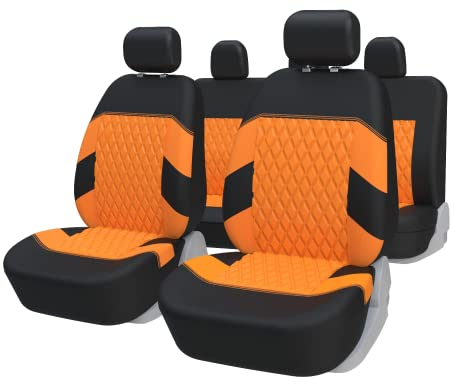 TOYOUN Autositzbezüge Universal Set Orange - Auto-Sitzbezüge Komplettset - Auto-Sitzschoner/Schonbezüge Universell passende Auto, 2 Vordersitzbezüge, 1 Rücksitzbezug
