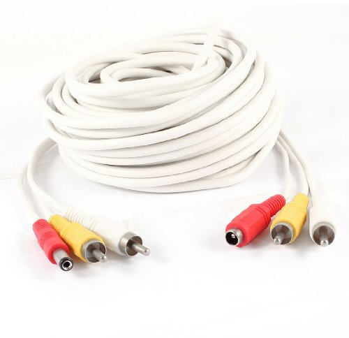 Ruilogod 2 Terminal AVmâle à mâle 2,1 mm x 5,5mm Câble vidéo Câble vidéo 15m blanc