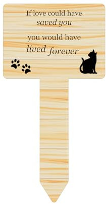 OriginDesigned Plaque commémorative en forme de chat avec piquet – Hommage parfait pour animal de compagnie avec un choix de poèmes commémoratifs. Imperméable et résistant