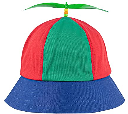SIEBOLD Propeller mütze,Helikopter Cap,Propeller hut,Lustige mützen,faschings party hüte mit Nachts Fluoreszierende Propeller Geeignet für Erwachsene Kopfumfang 57CM（blau）