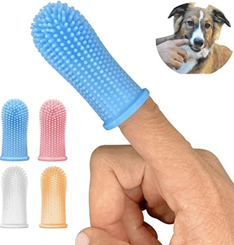 Latrat 4 stycken hund- och katterandborster, mjuk silikon, 360° fullt inslagna, förhindrar plack och minskar bildandet av tandsten