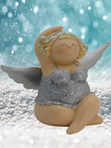 Pommerntraum ® | Weihnachtsengel Mollyengel molliger Schutzengel moppeliger Engel Glücksengel Nana Engel Rubensengel Rubensfigur Molly (Silber)