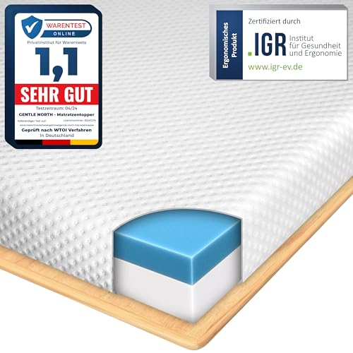 Matrazentopper 90x200 Härtegrad 2/3 Anti Slip - Parent Hochwertiger Topper 90x200cm 7cm hoch - H2/H3 Matratzentopper mit weicher Gel-Memory- und stützender Komfortschicht