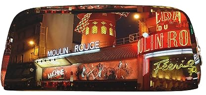 NLWQEKV Leder Federmäppchen Moulin Rouge Print Federmäppchen Federmäppchen Leder Federmäppchen Briefpapier Tasche Organizer