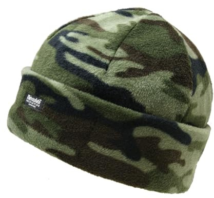 Bonnet en polaire avec capuche - Type béret - Casquette de surveillance - Casquette d'armée camouflage - Doublure Thinsulate - Ultra chaud - Hiver - Style militaire - Couvre-chef
