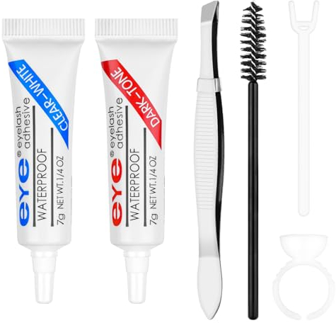 Colla Ciglia Extension 6 Pz, Colla per Extension di Ciglia Asciugatura Rapida 2-3 Secondi, Colla Ciglia Professionale Lunga Durata da 7ml per Ciglia Finte, Anallergica, Impermeabile