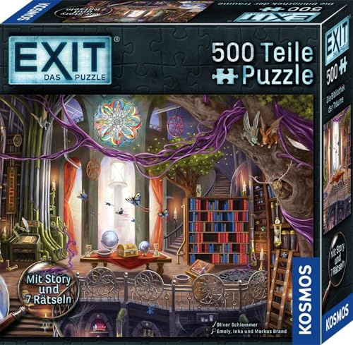 KOSMOS EXIT® - Das Puzzle: Die Bibliothek der Träume, Escape Room Rätsel | 500 Teile, für Erwachsene und Kinder ab 10 Jahren, 7 Rätsel puzzlen, für Einsteiger geeignet