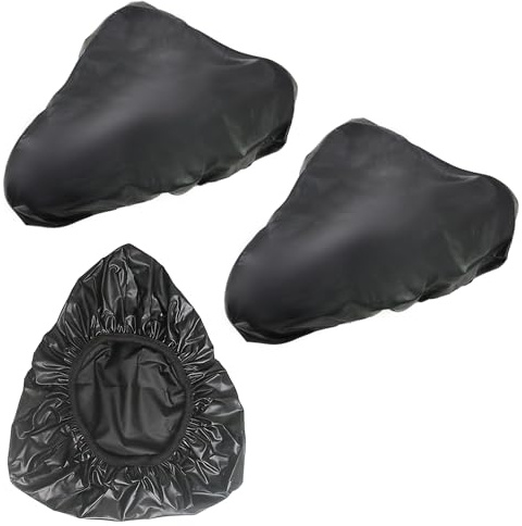 SYF-UN 3 Pack Waterproof Bike Seat Rain Cover, Water and Dust Resistant Bike Saddle Cover with Elastic, Water Proof and Dust Proof, for Journey and Travel, Black