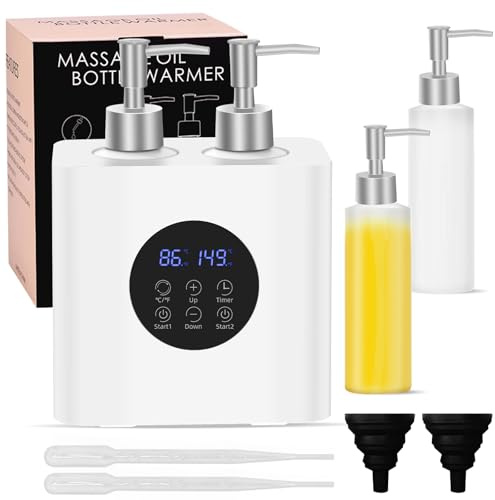 Massage Öl Wärmer für SPA, Körper Öle Heizung mit 4 Flaschen Dispenser, Professionelle Elektrische Lotion Digital Heizer für Salon Zu Hause, Einstellbare Konstante Temperatur