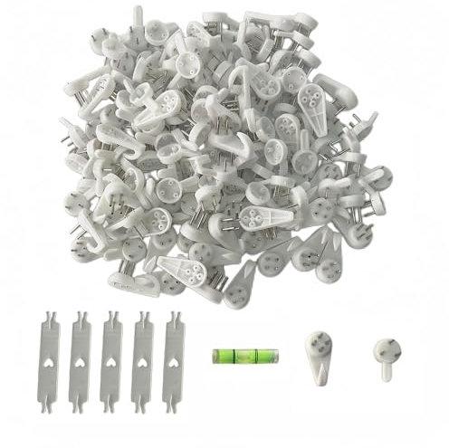 WYAN Bilderhaken Ohne Bohren, 2 Größen Bilderhaken, 150 Stück Unsichtbare Hartwand-Haken, zum Aufhängen Bilderrahmen und Wanddekorationen, für Hartwand-Trockenbau, Hochzeitsfotos, Ölgemälde (Weiß)