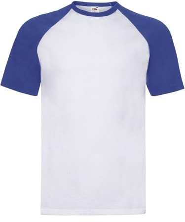 Generico T-Shirt Valueweight Baseball T - Maglietta Bicolore Unisex Uomo/Donna Manica Raglan Corta 100% Cotone - 1 Maglietta MOD. FRU 61-026-0 (IT, Testo, XL, Regular, Regular, 0, Bianco/Royal Blu)
