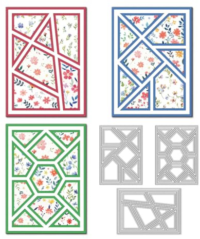 DELORIGIN Geometric Frames Cutting Dies Card Making Die Borders Stencil Carbon Steel Die Cuts Card Scrapbooking Embossing Template Metal Dies for Cards Craft Paper Album Invitation Background Panels