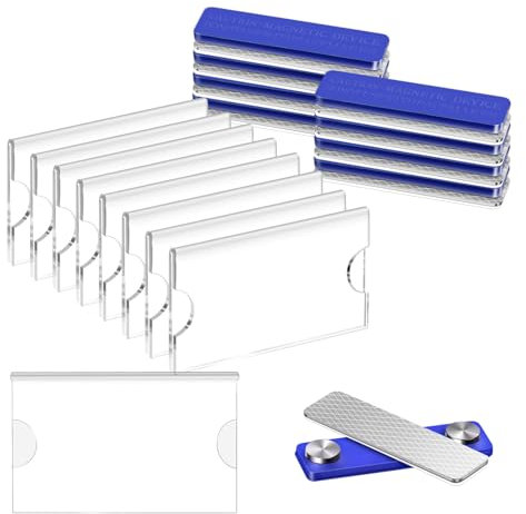 Namensschilder Magnet, 8 Stück Namensschilder für Kleidung, Namensschild Halter Magnetisch mit 3-Punkt Magnet, Name Plate Magnet für Visitenkarten Ausweishüllen Beschriften