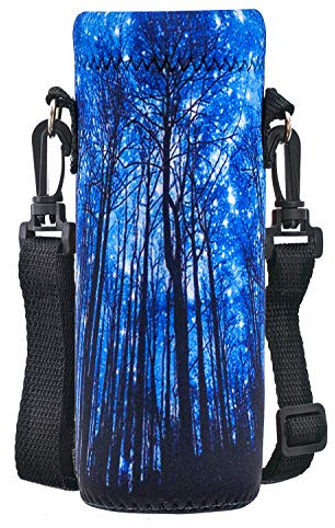Mibbxea 1000ML Wasserflasche Tragetasche,Umhängetasche für Flaschen,Neopren Flaschenkühler mit Tragegurt für Männer Frauen Radfahren,Wandern,Fitnessstudio,Laufen,Gehen (Wald)
