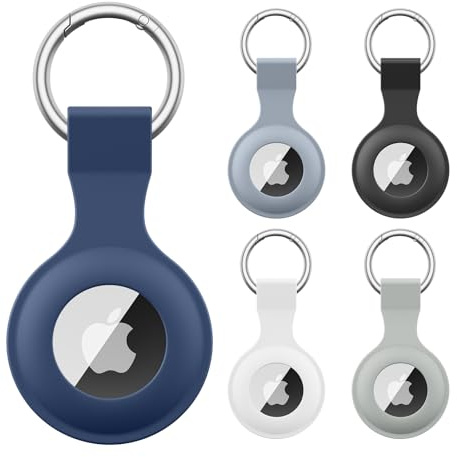 【5 stycken】Wanme fodral för Apple AirTag hänge med nyckelring, AirTags silikon bärbar nyckelring skydd, skyddsfodral för Apple AirTag Case Tracker (APack)