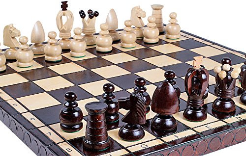 Abio Schachspiel KÖNIG Gross 44x44cm Holz Schachbrett Hochwertig Klappbare Brettspiele Schach Spiel Reisespiele Set Spiele für Erwachsene Chess Board KÖNIG Gross 111