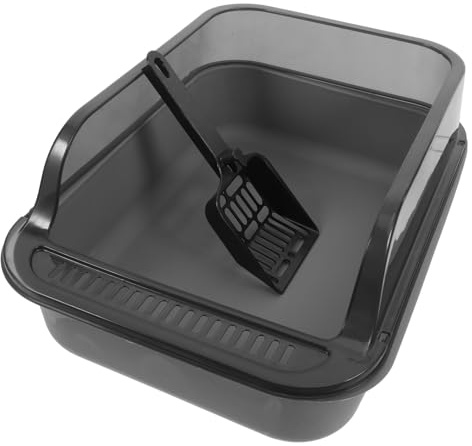 POPETPOP Kasten Katzentoilette katzenstreu Katzenklo Katzenhängematte Brisenstreupellets Katzenboxen für Wohnungskatzen Katzenpfanne kratzbaum für katzen Abs Dark Grey