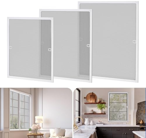 Moustiquaire à Cadre en Aluminium, Fenêtre Protection contre les Insectes, Fenêtres Filet Anti-Moustique sans Perçage-Découpable, UV-resistante, Bricolage Quincaillerie Fenêtres, Blanc, 120×140cm