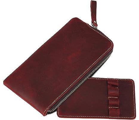 Wonsfuleu Leder-Federmäppchen, Füllfederhalter-Etui,Schreibwaren-Organizer mit Reißverschluss | Displayhalter, PU-Leder-Stifttasche für den täglichen Gebrauch, auf Reisen und für kreative Künstler
